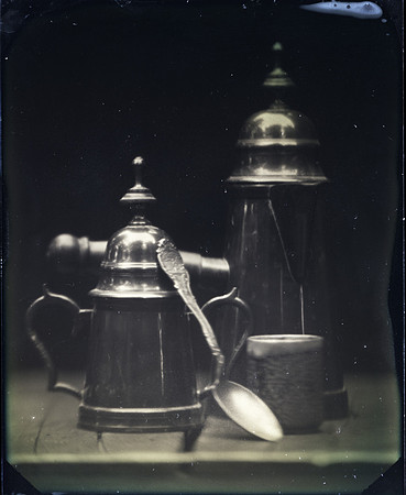 Coffee Service Dry Plate Tintype